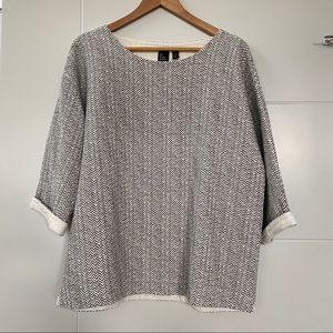 Eileen Fisher herringbone/basketweave top